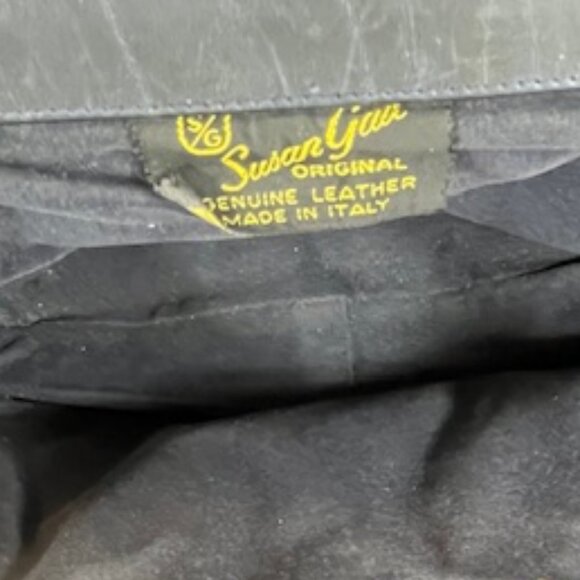 VTG Susan Gail Original Leather Rectangular Clutch Shoulder Purse Navy Italy - Picture 8 of 12